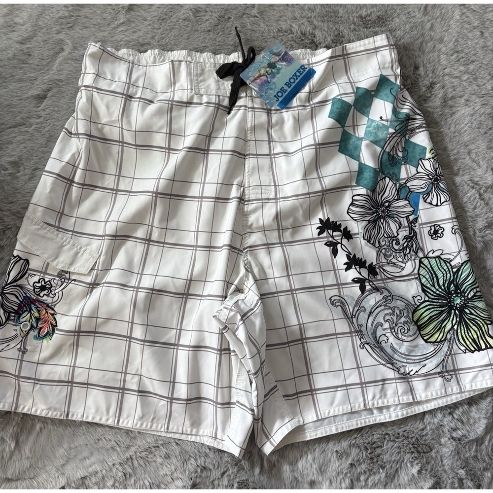 Joe Boxer board shorts size XL beach surfing drawstring mesh lining tropical new
